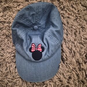 Disney Minnie Mouse Denim Blue Baseball Hat – Pink Bow Logo Adjustable Cap